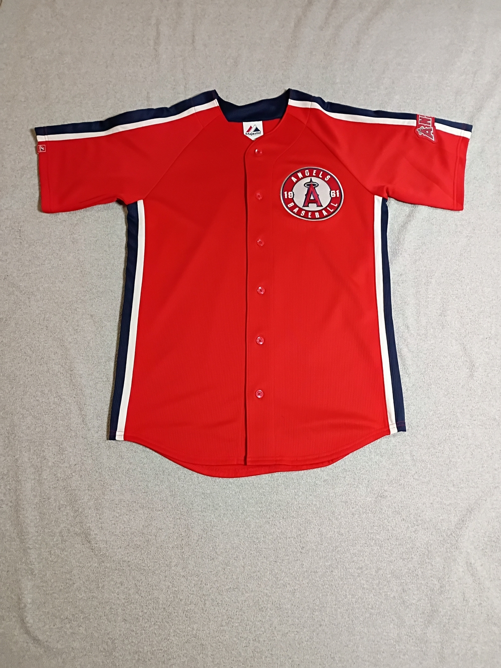 Anaheim Angels MLB Majestic Stitched Red Jersey Size  Small